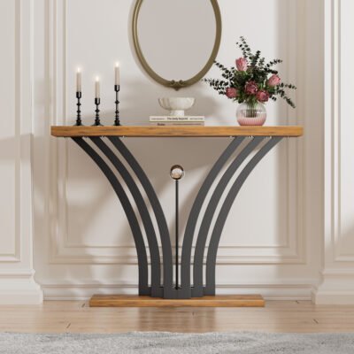 1 Rustic Console Table with Thick Wood Top