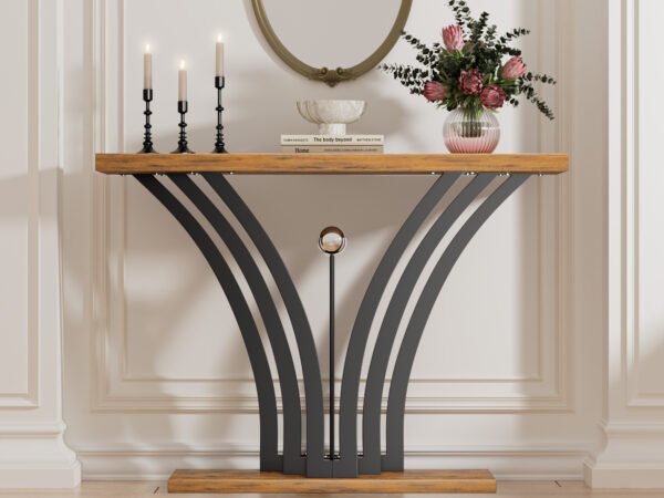 Rustic Console Table with Thick Wood Top