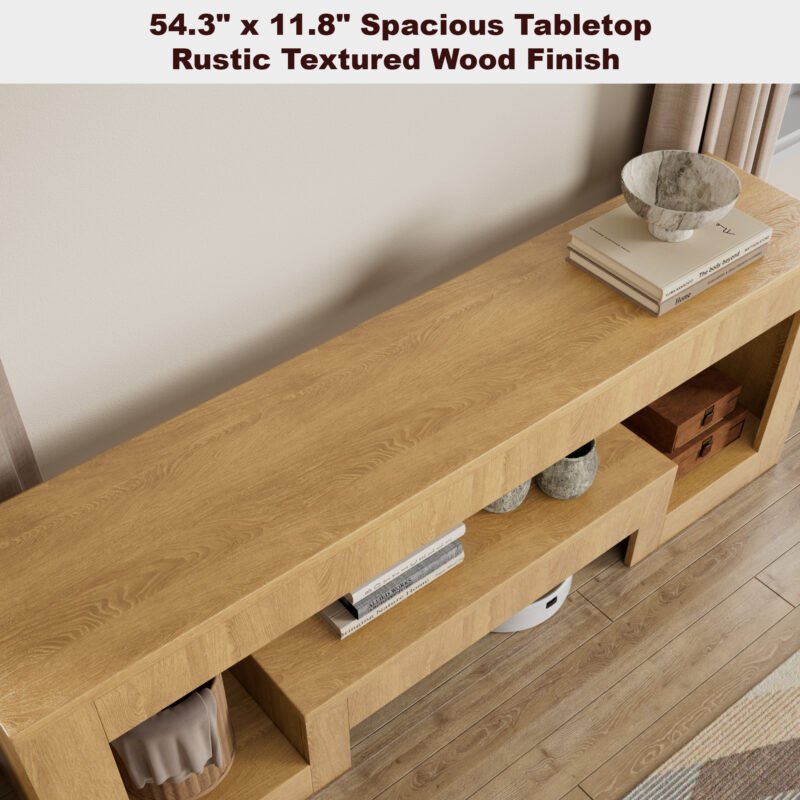 Rustic Textured Wood Finish Wood TV09 Console Entertainment Center With LED Lights