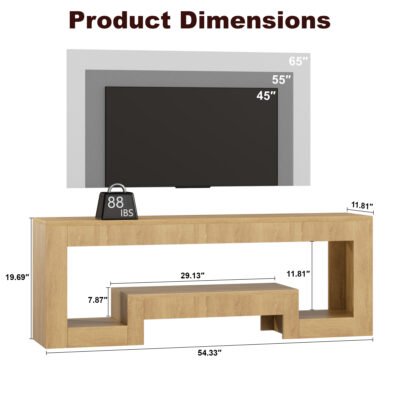 TV09 stand Dimensions Wood TV09 Console Entertainment Center With LED Lights