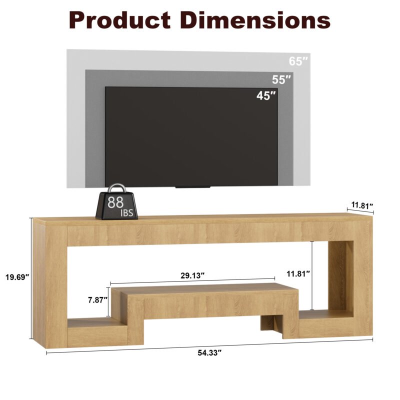 TV09 stand Dimensions Wood TV09 Console Entertainment Center With LED Lights