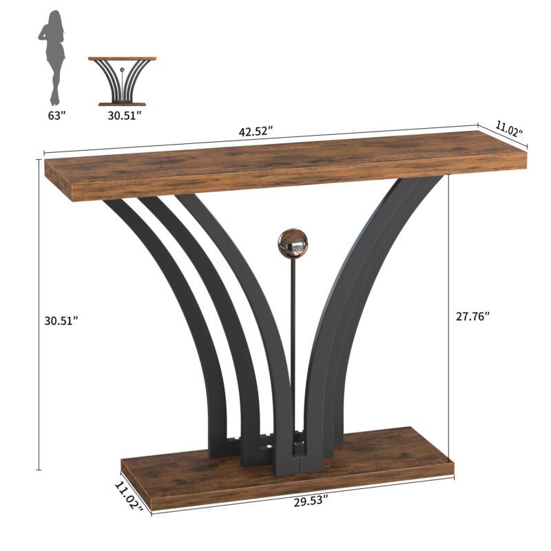 7 Rustic Console Table with Thick Wood Top