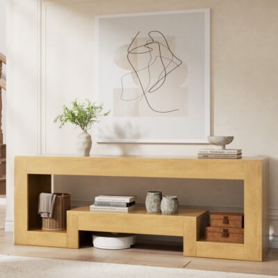 Long-Lasting Table Wood TV09 Console Entertainment Center With LED Lights