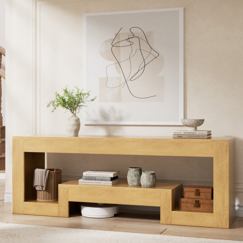 Long-Lasting Table Wood TV09 Console Entertainment Center With LED Lights