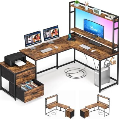 L-shaped desk with cabinet Heavy Duty L-Shaped Computer Desk for Office Wholesale