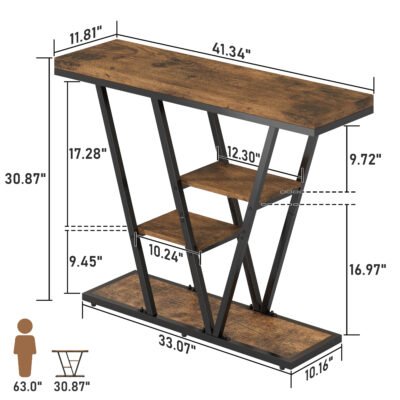 009 Narrow Entryway Sofa Table with V-Shaped Metal Frame