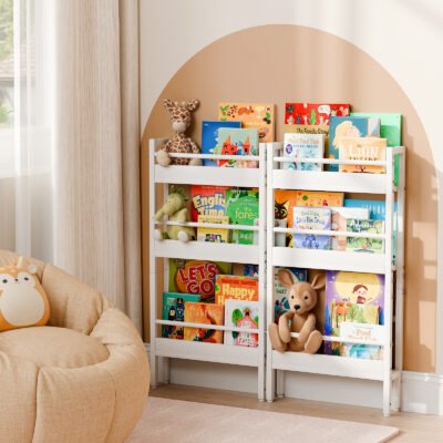1 Narrow Children's Bookcase with Open Storage Shelves