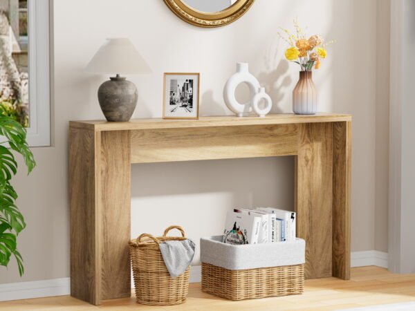 All-Wood Narrow Sofa Table for Entryway & Living Room