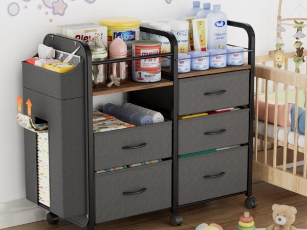 3-in-1 Rolling Storage Cart for Baby Kids Nursery Playroom