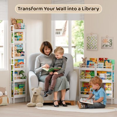 4- Narrow Children's Bookcase with Open Storage Shelves