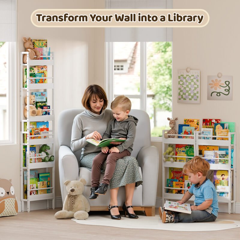 4- Narrow Children's Bookcase with Open Storage Shelves
