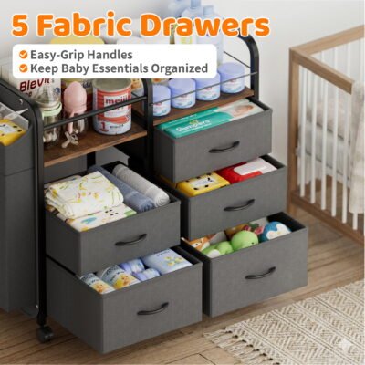 3-in-1 Rolling Storage Cart for Baby Kids Nursery Playroom