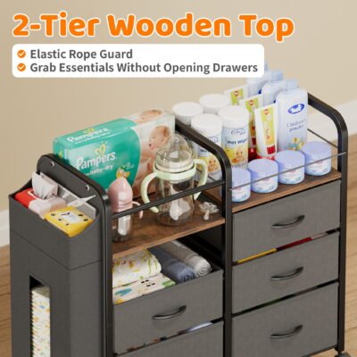 3-in-1 Rolling Storage Cart for Baby Kids Nursery Playroom