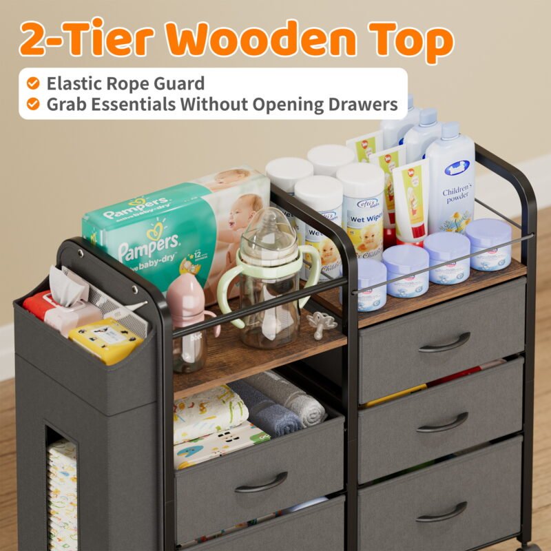 3-in-1 Rolling Storage Cart for Baby Kids Nursery Playroom