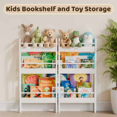 6 Narrow Children's Bookcase with Open Storage Shelves