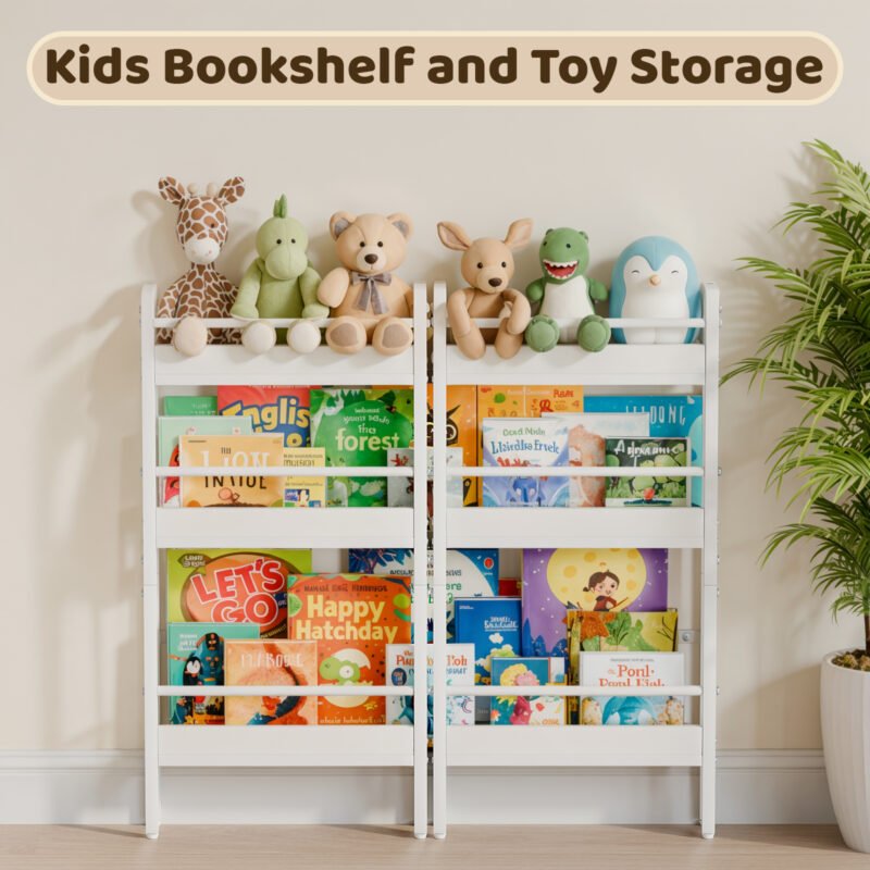 6 Narrow Children's Bookcase with Open Storage Shelves
