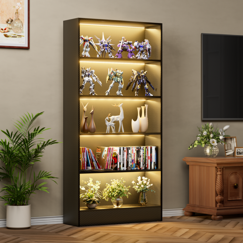 5-Tier Display Cabinet for Home Office, Anti-Tipping Belt Included