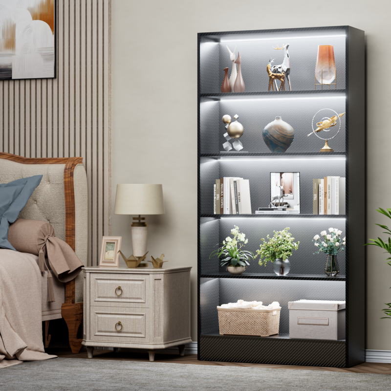 5-Tier Display Cabinet for Home Office, Anti-Tipping Belt Included