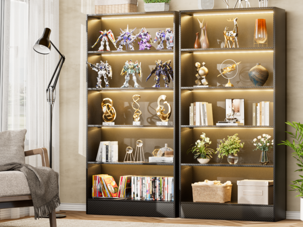 5-Tier Display Cabinet for Home Office, Anti-Tipping Belt Included