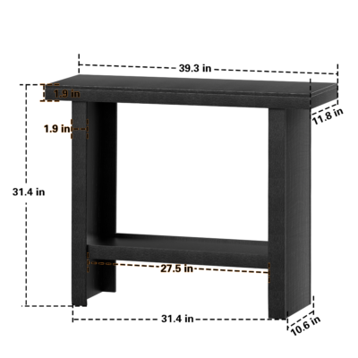 Black Modern Console Table with Storage Shelf