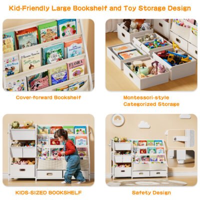详5 Kids Book and Toy Storage Organizer