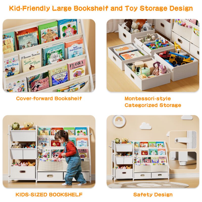 详5 Kids Book and Toy Storage Organizer