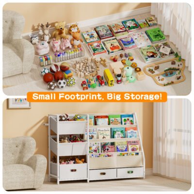 详6 Kids Book and Toy Storage Organizer