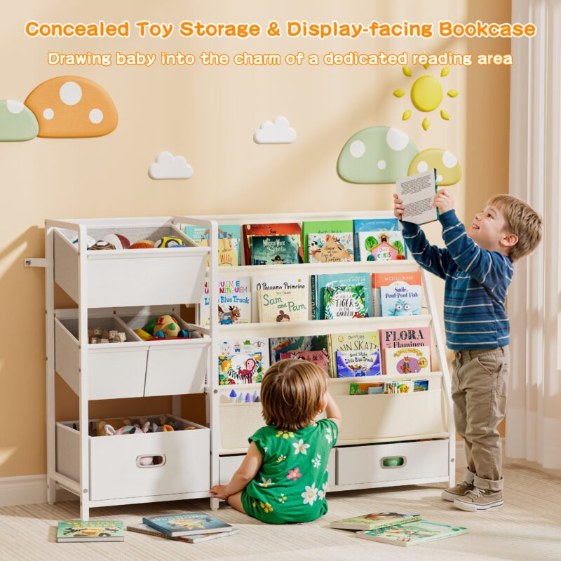 详7 Kids Book and Toy Storage Organizer