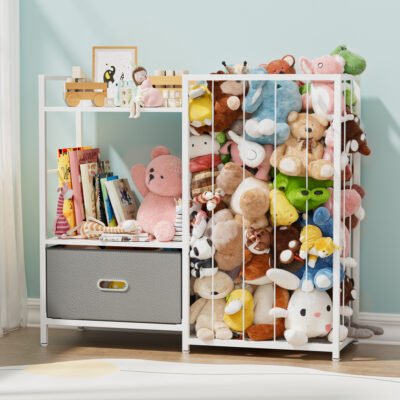 Multi-Purpose Children Books and Plush Toy Storage Shelf for Bedroom Playroom