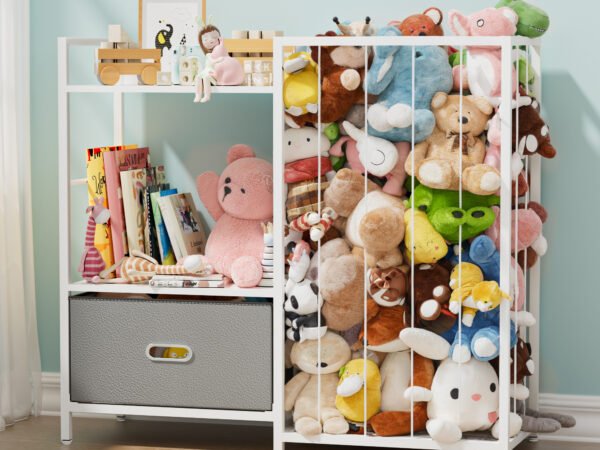 1 Multi-Purpose Children Books and Plush Toy Storage Shelf for Bedroom Playroom