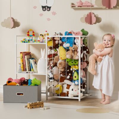 Multi-Purpose Children Books and Plush Toy Storage Shelf for Bedroom Playroom