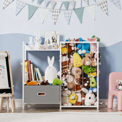 Multi-Purpose Children Books and Plush Toy Storage Shelf for Bedroom Playroom